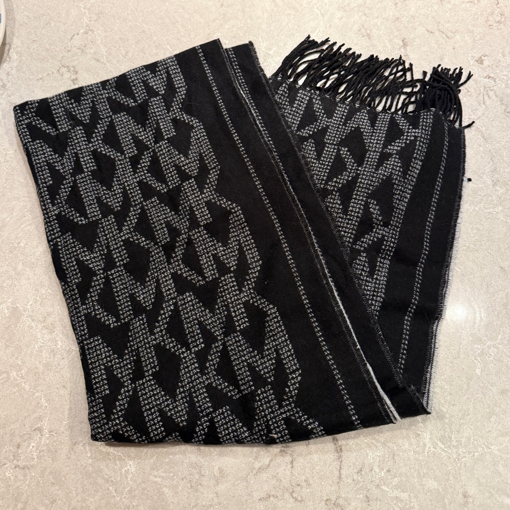 Michael Kors Black and Gray Logo Scarf
